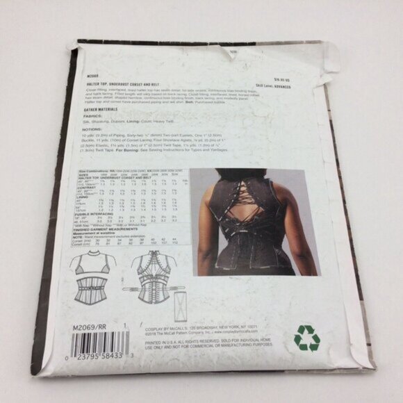 Mccalls 2069 Renegade Cosplay Pattern Plus Size Corset Laced Halter Sz 18W-24W - Picture 2 of 10